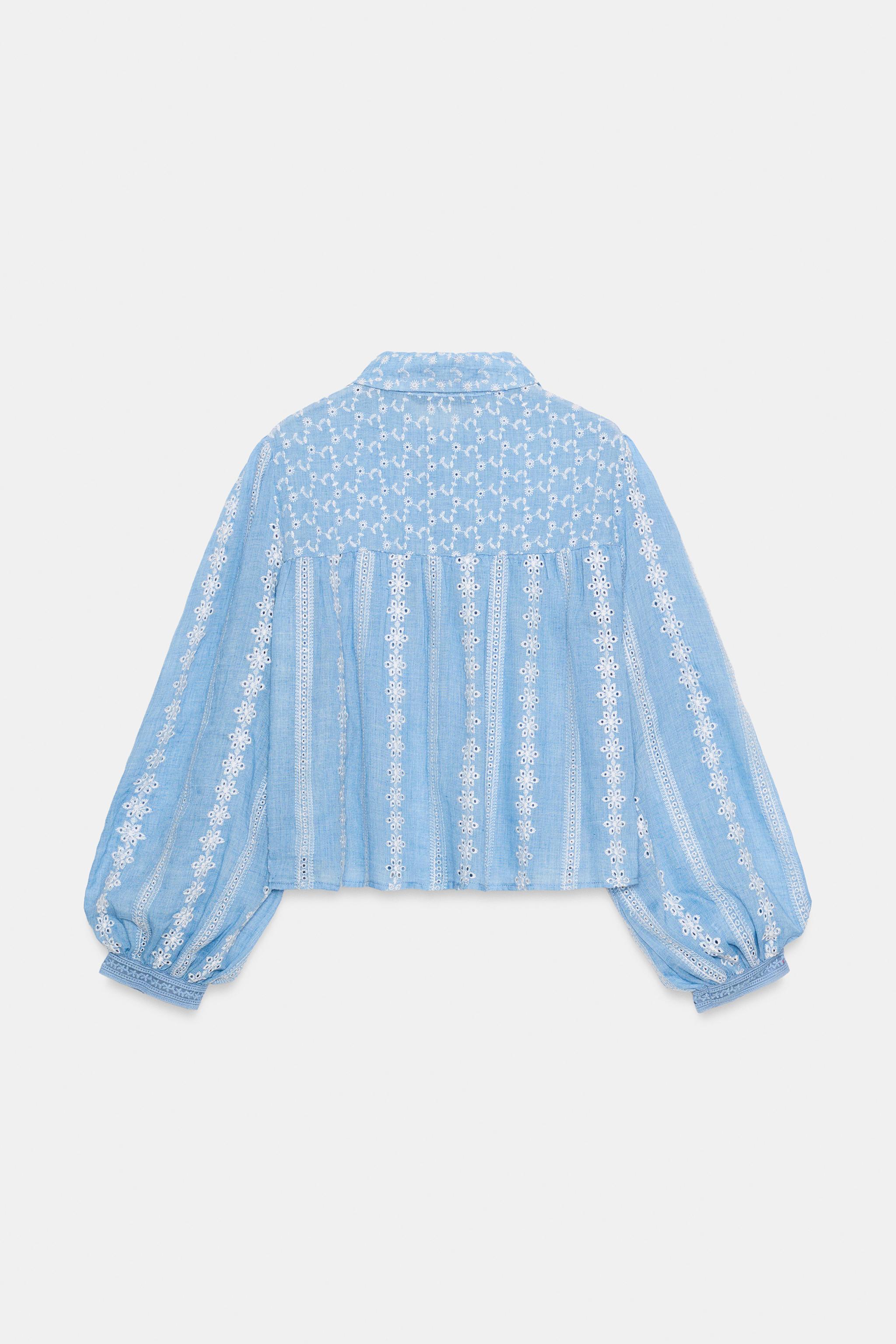 ROMANTIC EMBROIDERED EYELET BLOUSE